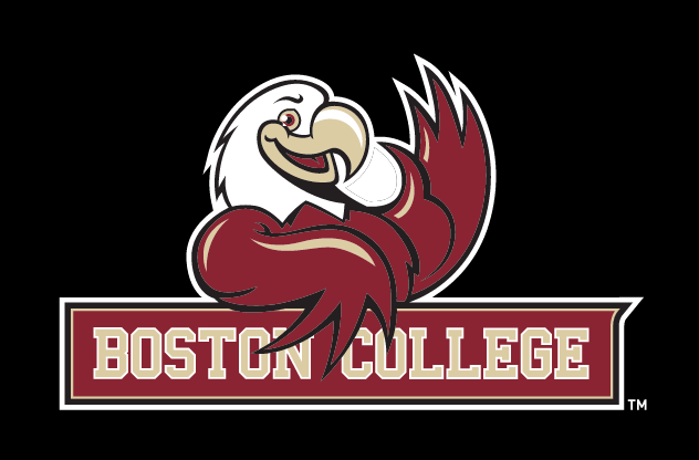 Boston College Youth logo, gold/maroon outline on black variant, cell 108