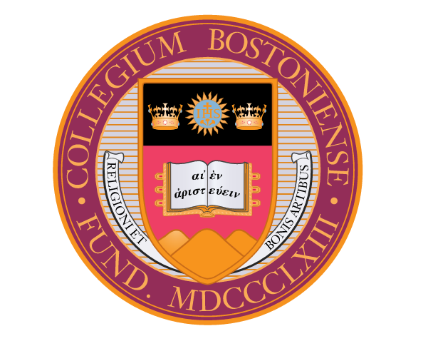 Boston College stacked wordmark, white variant, cell 201