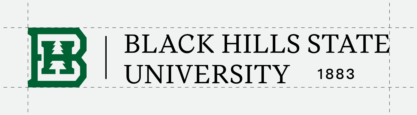 Black Hills State University, horizontal, alternate 1, exclusion zone variant