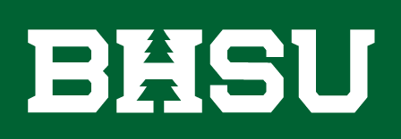 BHSU wordmark, white on green variant