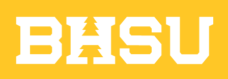 BHSU wordmark, white on yellow variant