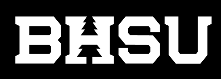 BHSU wordmark, white on black variant