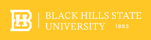BHSU primary logo horizontal, white on yellow variant