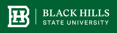 BHSU primary logo horizontal stacked, white on green variant