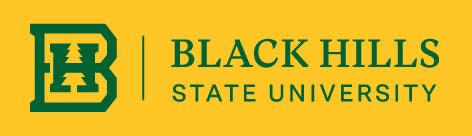 BHSU primary logo horizontal stacked, green on yellow variant