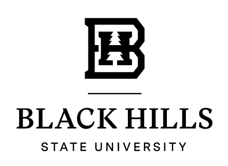 Black Hills State University primary logo, black variant