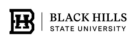 Black Hills State University horizontal logo, black variant