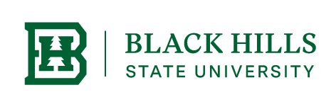 Black Hills State University horizontal logo, green variant