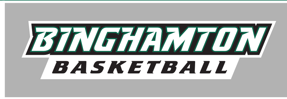Binghamton Basketball wordmark, green/white/black on light grey variant, cell 55