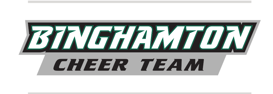 Binghamton Cheer Team wordmark, green/white/black on dark grey variant, cell 59