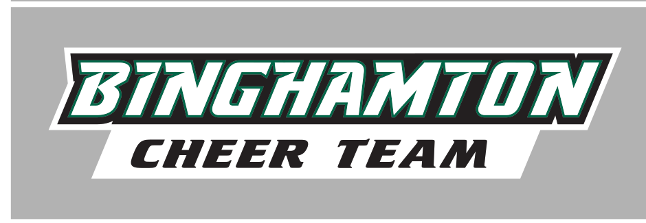Binghamton Cheer Team wordmark, green/white/black on light grey variant, cell 60