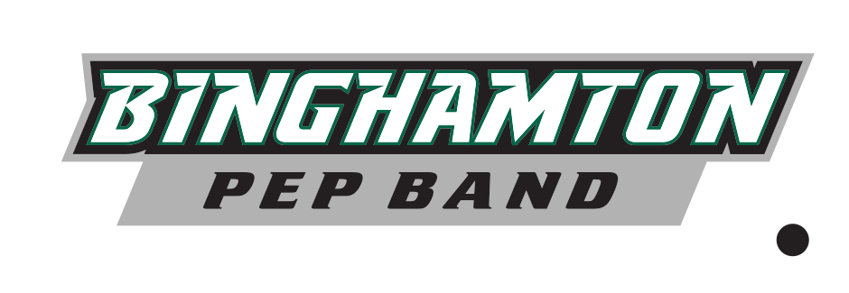 Binghamton Pep Band wordmark, green/white/black on dark grey variant, cell 89
