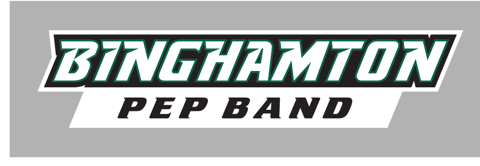 Binghamton Pep Band wordmark, green/white/black on light grey variant, cell 90
