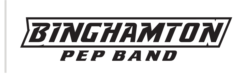 Binghamton Pep Band wordmark, black/white on white variant, cell 92