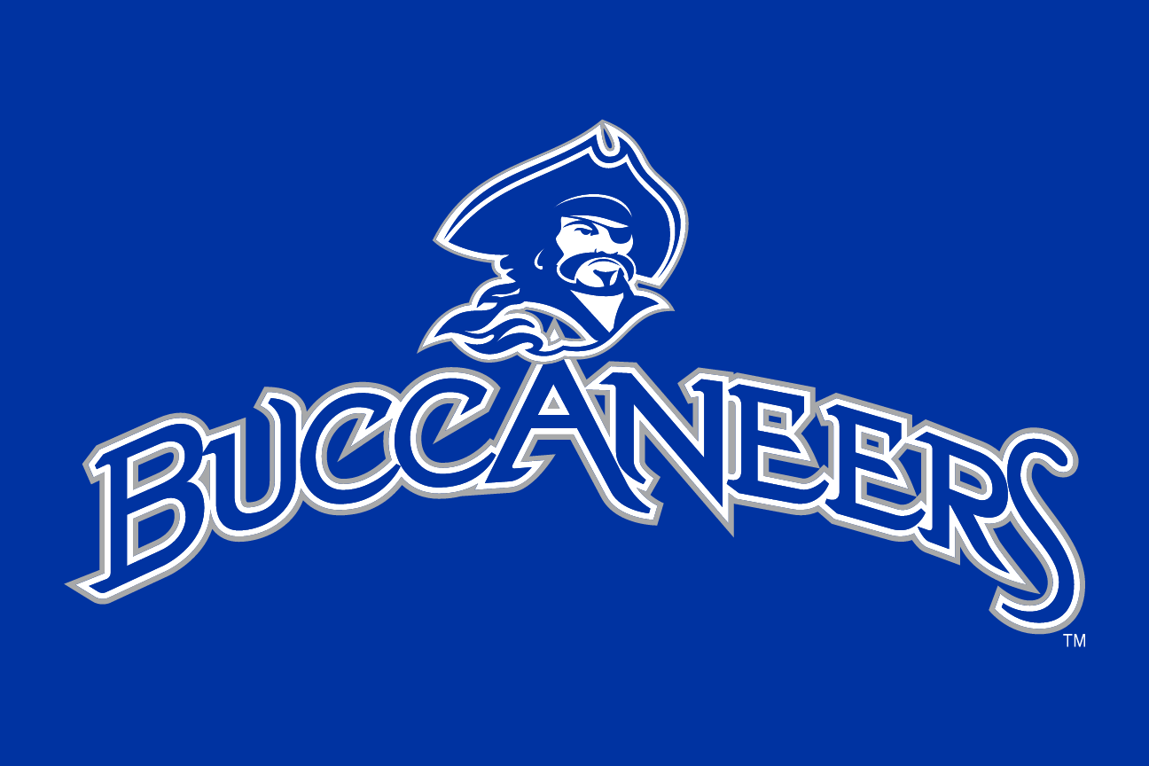 Buccaneers wordmark with mascot, full color on navy variant, cell 14