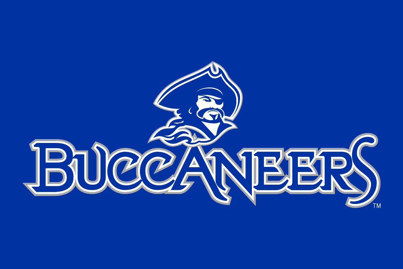 Buccaneers wordmark with mascot, full color on navy variant, cell 26