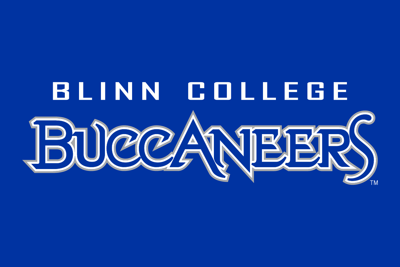 Blinn College Buccaneers wordmark, white/blue variant, cell 56