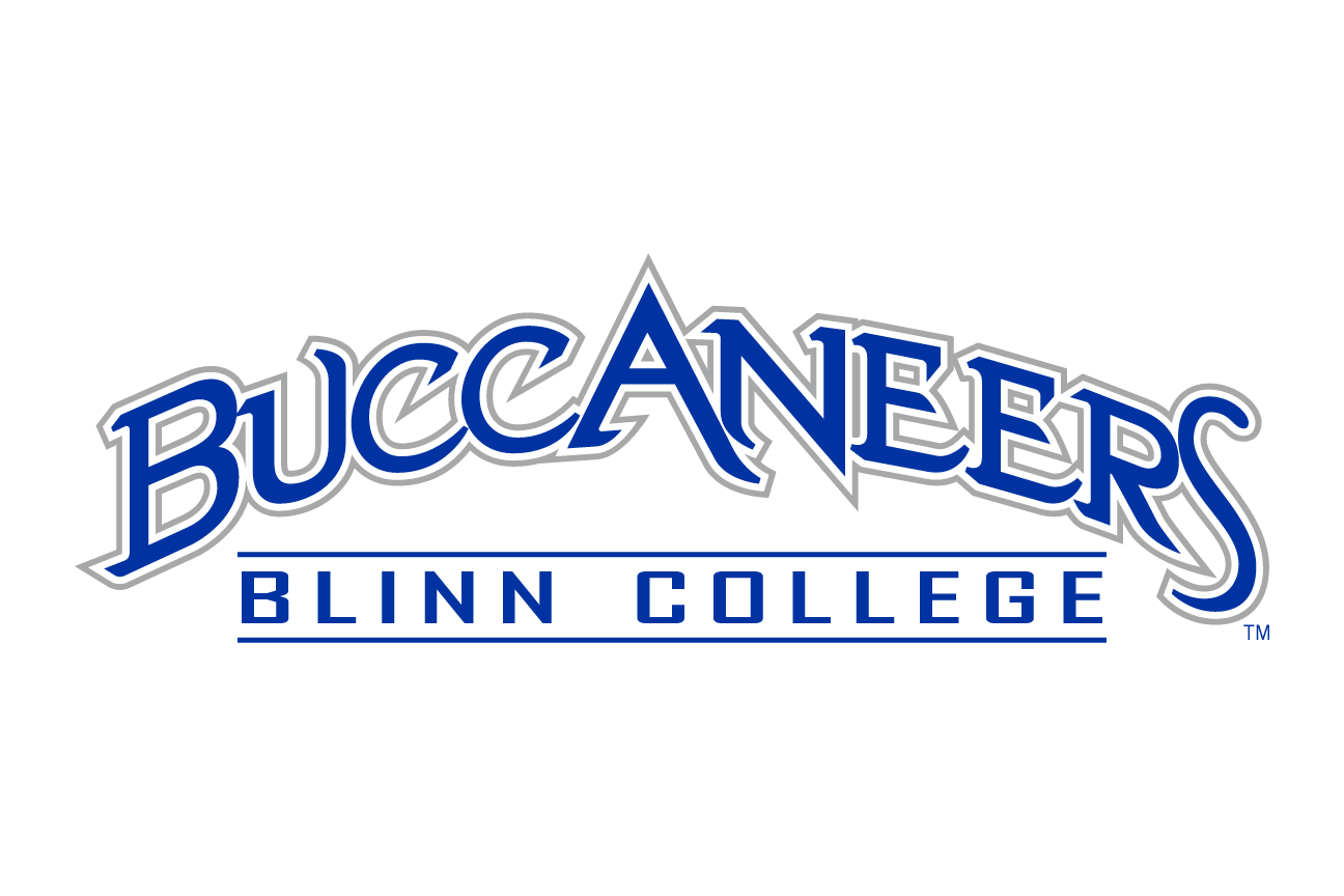 Buccaneers Blinn College wordmark, blue/white variant, cell 61