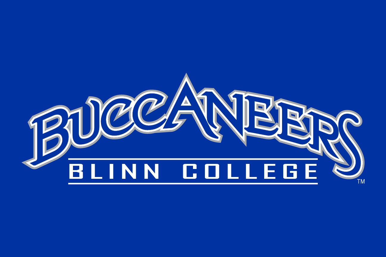 Buccaneers Blinn College wordmark, white/blue variant, cell 62