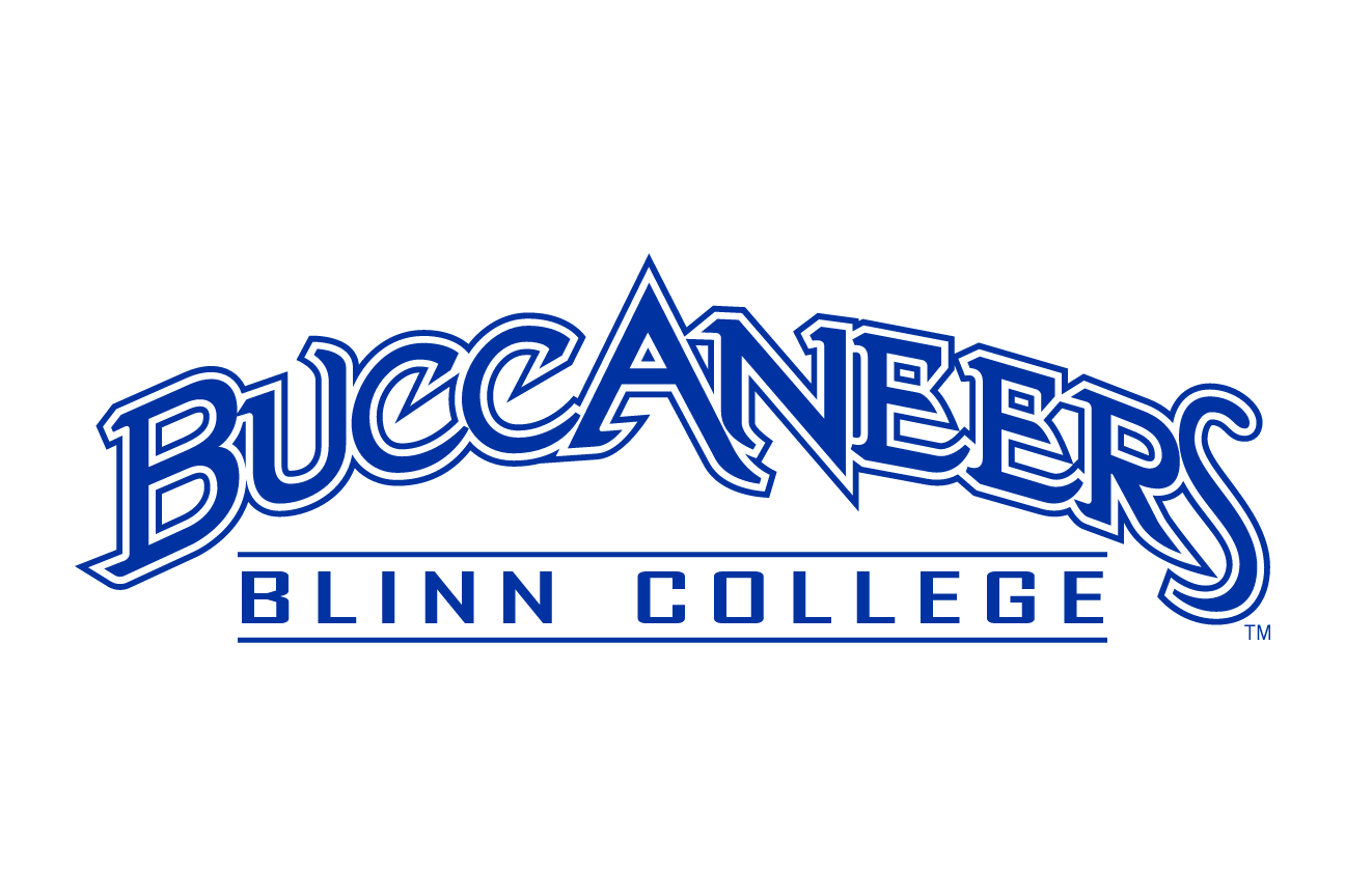 Buccaneers Blinn College wordmark, blue/grey variant, cell 63