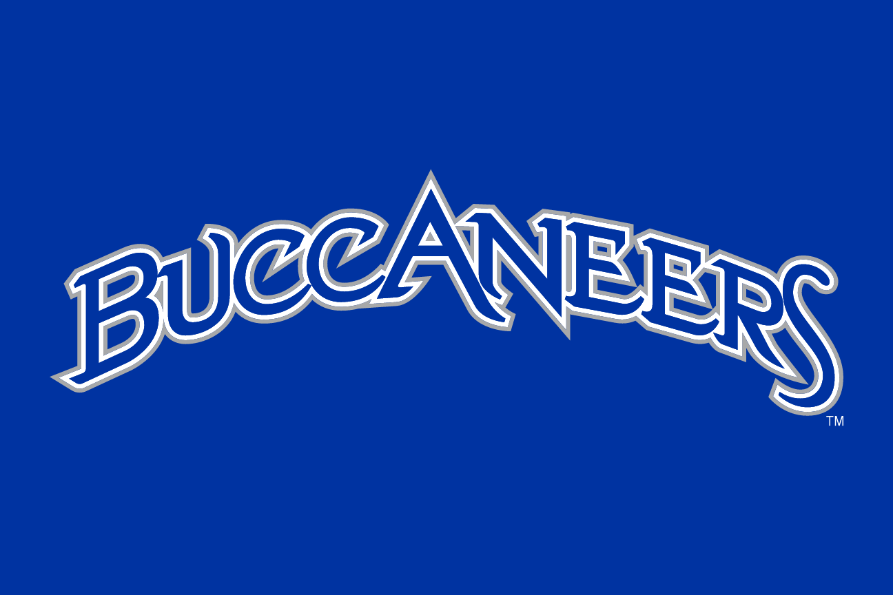 Buccaneers script wordmark, white/blue variant, cell 74