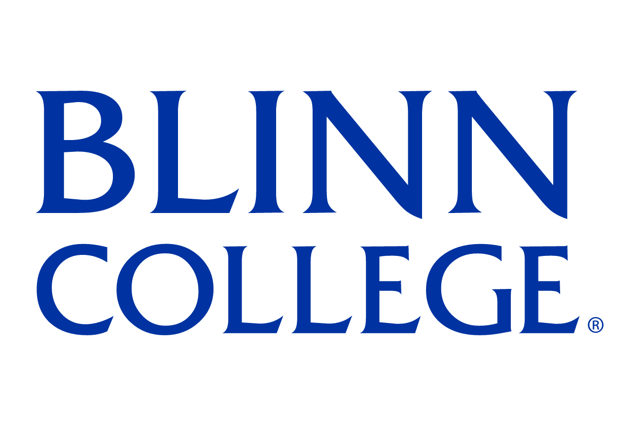 Blinn College stacked wordmark, blue variant, cell 79