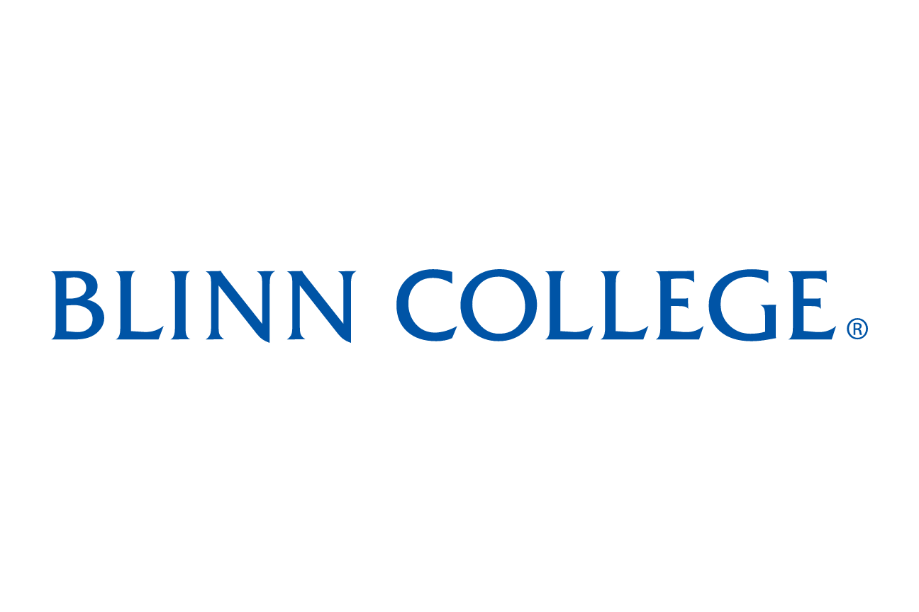 Blinn College horizontal wordmark, blue variant, cell 82