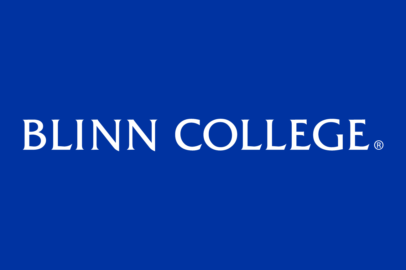 Blinn College horizontal wordmark, white knockout variant, cell 84