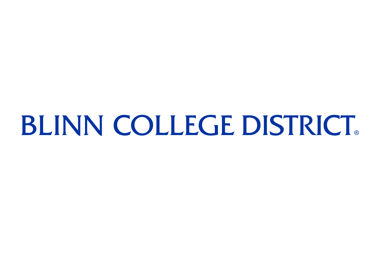 Blinn College District wordmark, blue variant, cell 85