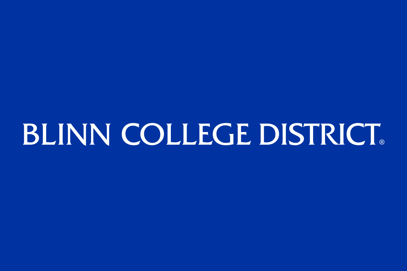 Blinn College District wordmark, white knockout variant, cell 87