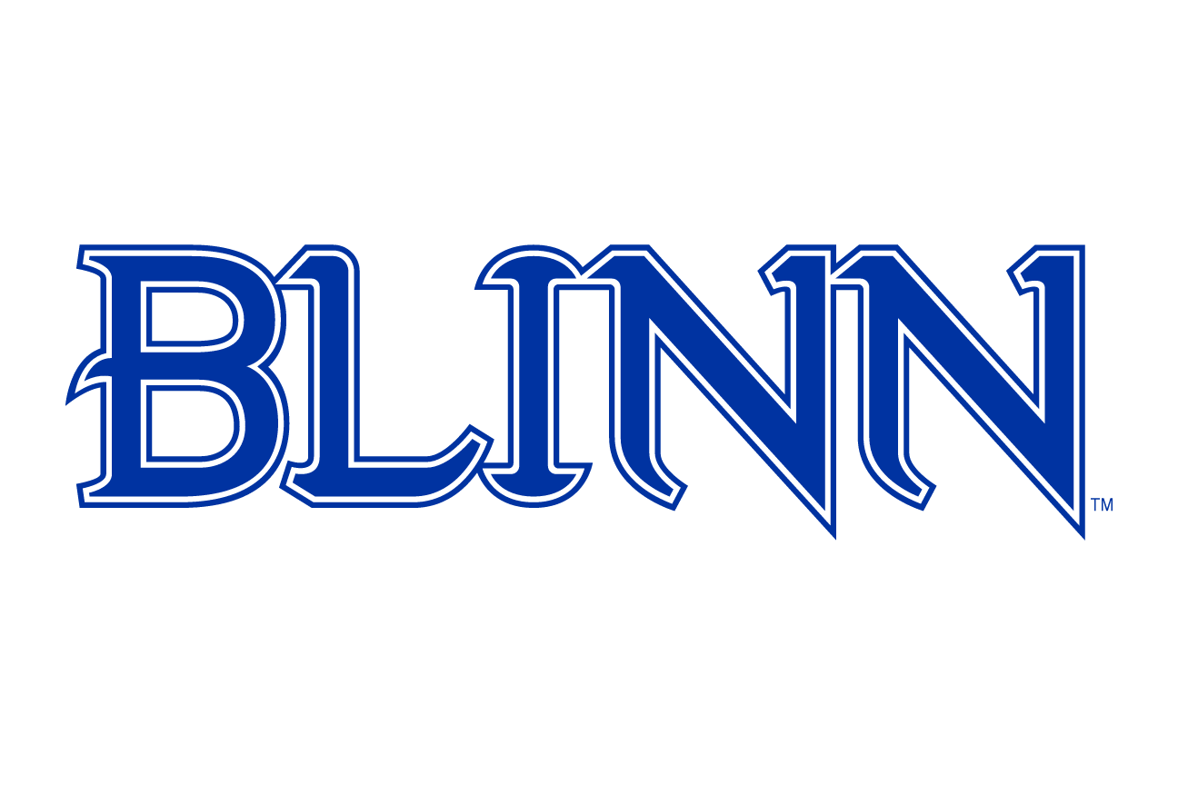 Blinn wordmark, blue/grey variant, cell 106