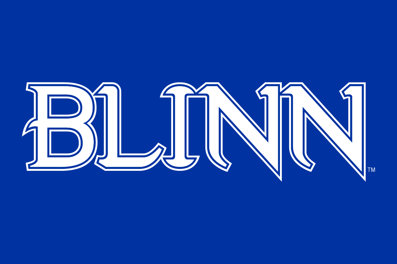 Blinn wordmark, white/grey knockout variant, cell 107