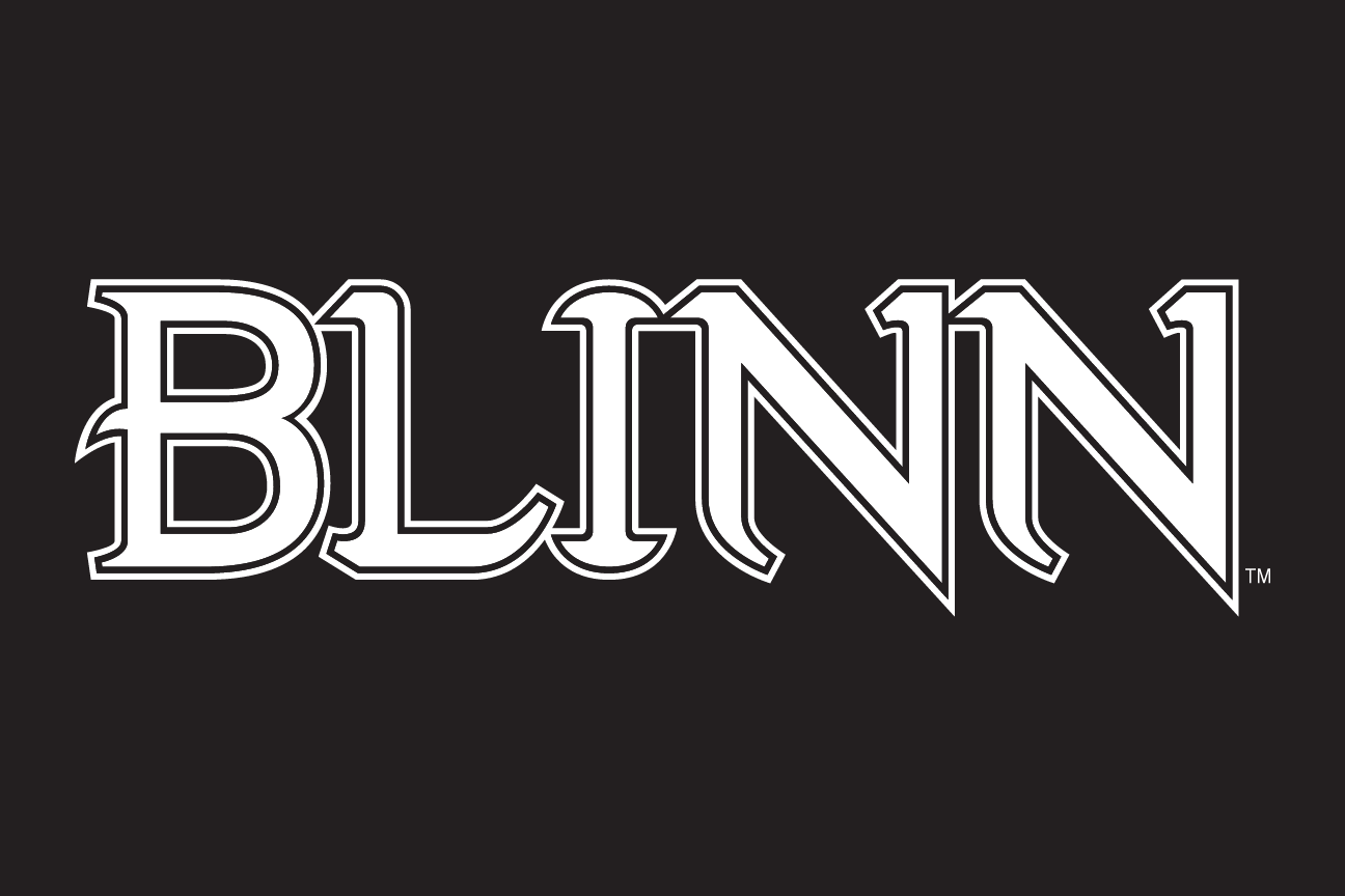 Blinn wordmark, white/grey knockout variant, cell 109