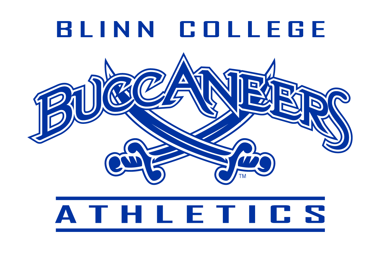Blinn College Buccaneers Athletics, blue wordmark with crossed swords variant, cell 130