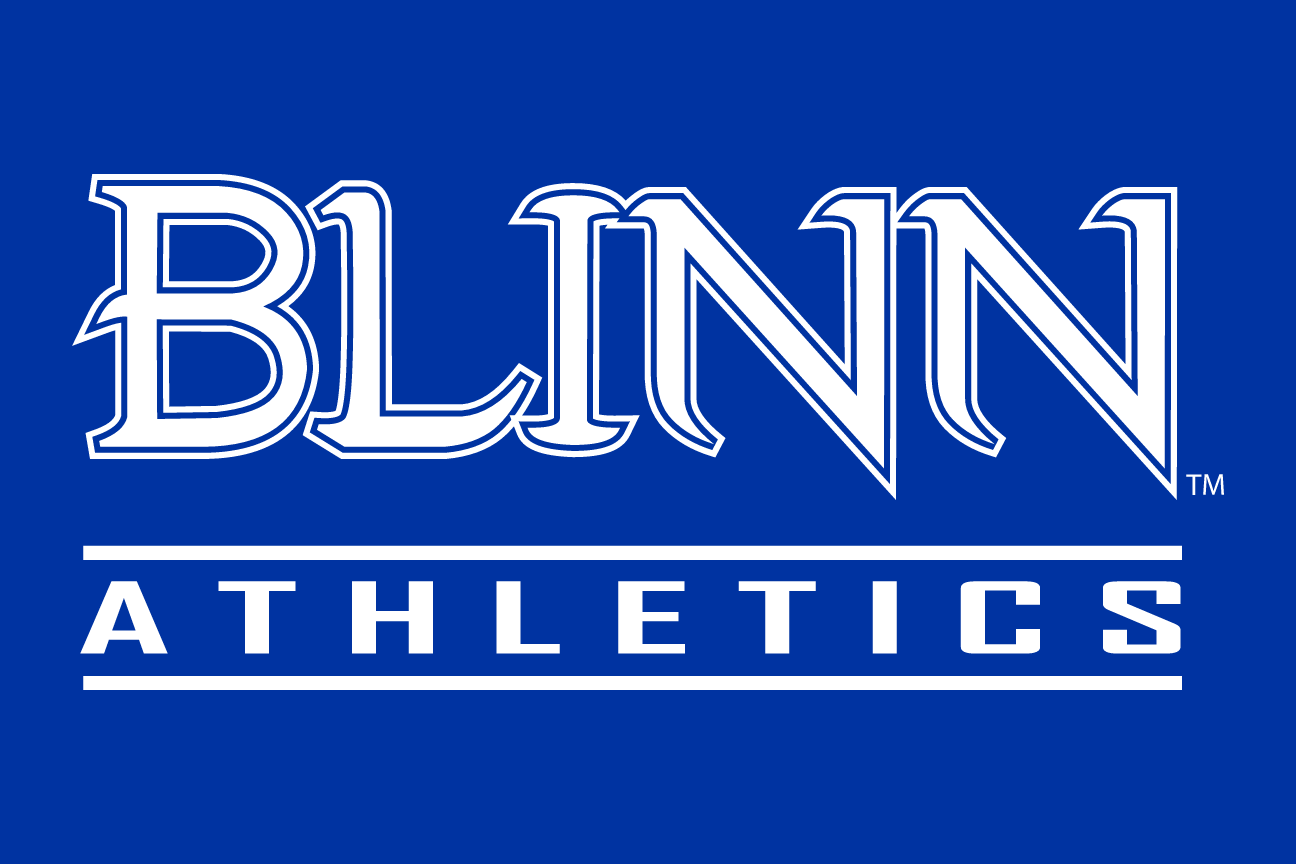 Blinn Athletics, white wordmark on blue variant, cell 135