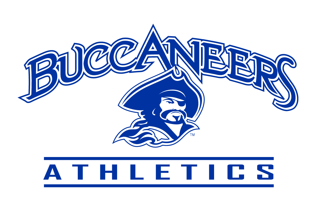 Buccaneers Athletics, blue wordmark with mascot head variant, cell 147