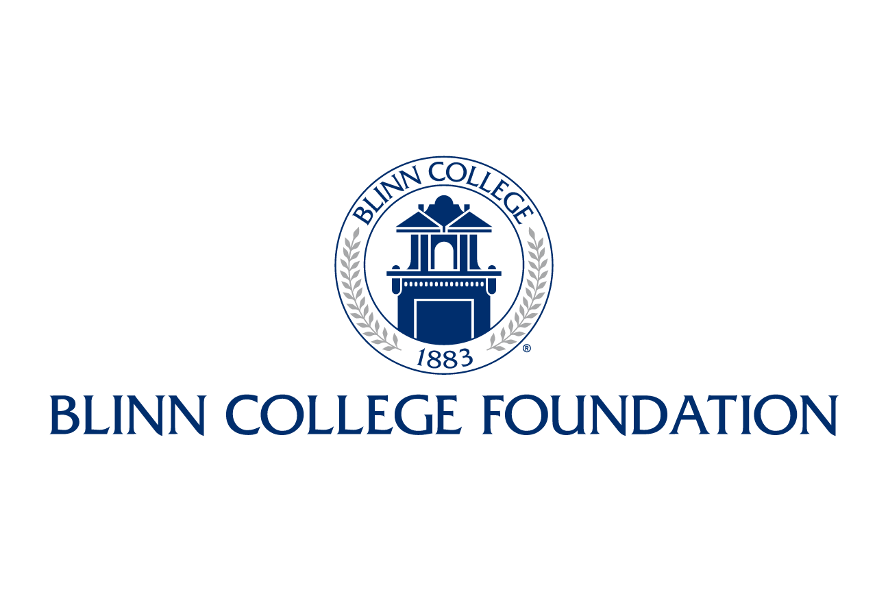 Blinn College Foundation logo, horizontal blue variant, cell 163