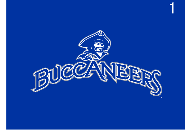 Buccaneers wordmark with mascot, full color on navy variant, cell 14