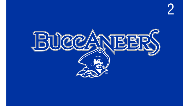 Buccaneers wordmark with mascot, full color on navy variant, cell 20
