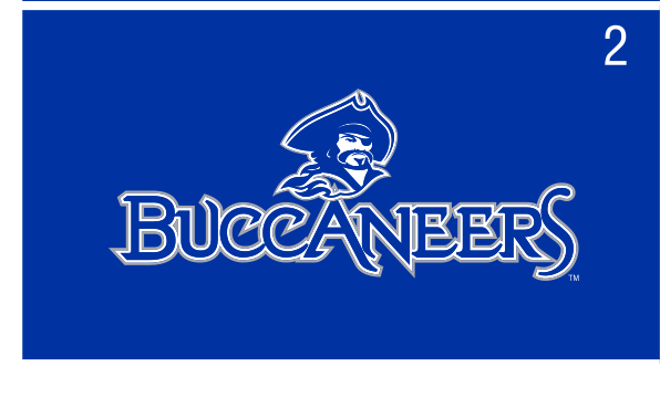 Buccaneers wordmark with mascot, full color on navy variant, cell 26