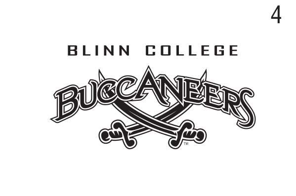 Blinn College Buccaneers mascot logo, black/grey serif variant, cell 41