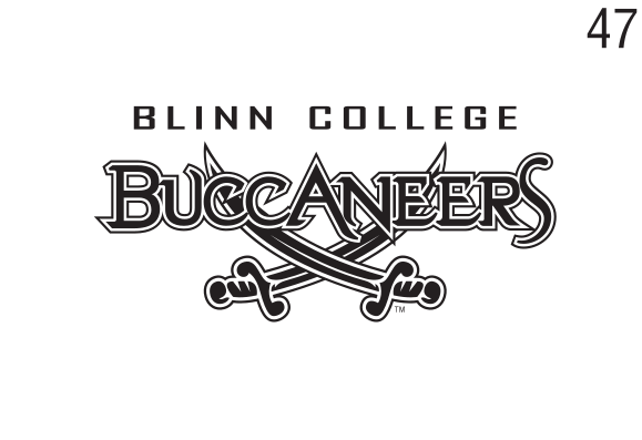 Blinn College Buccaneers mascot logo, black/grey sans-serif variant, cell 47