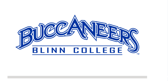 Buccaneers Blinn College wordmark, blue/grey variant, cell 63