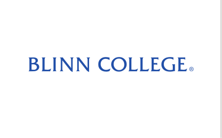 Blinn College horizontal wordmark, blue variant, cell 82