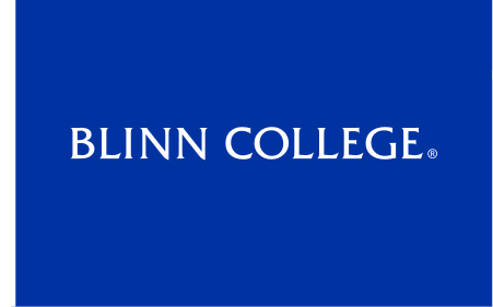 Blinn College horizontal wordmark, white knockout variant, cell 84