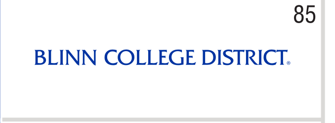 Blinn College District wordmark, blue variant, cell 85