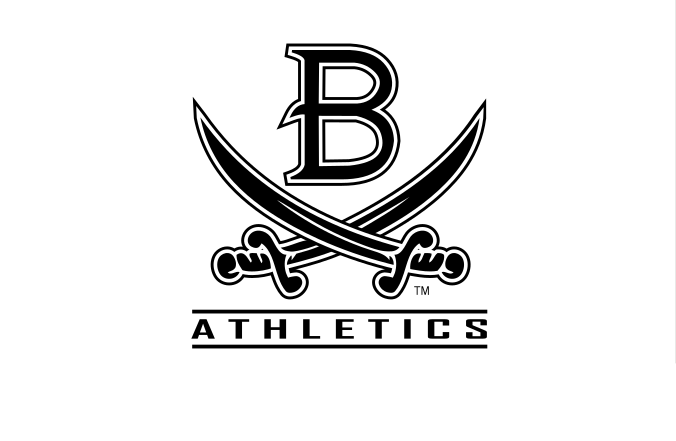 B Athletics, black lettermark with crossed swords variant, cell 152