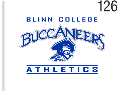 Blinn College Buccaneers Athletics, blue wordmark with mascot head variant, cell 126