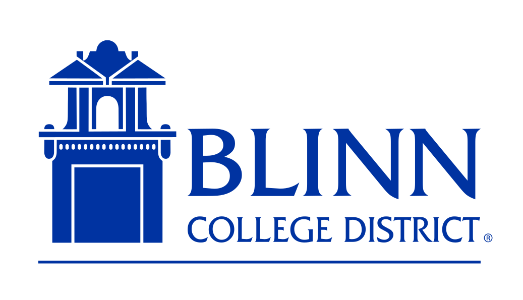 Blinn College District logo, horizontal blue variant, cell 154