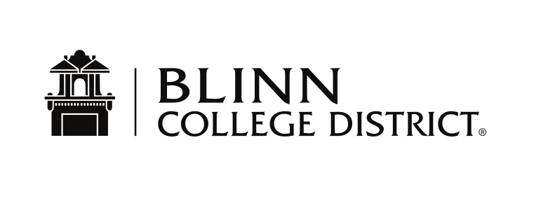 Blinn College District logo, small horizontal black variant, cell 162